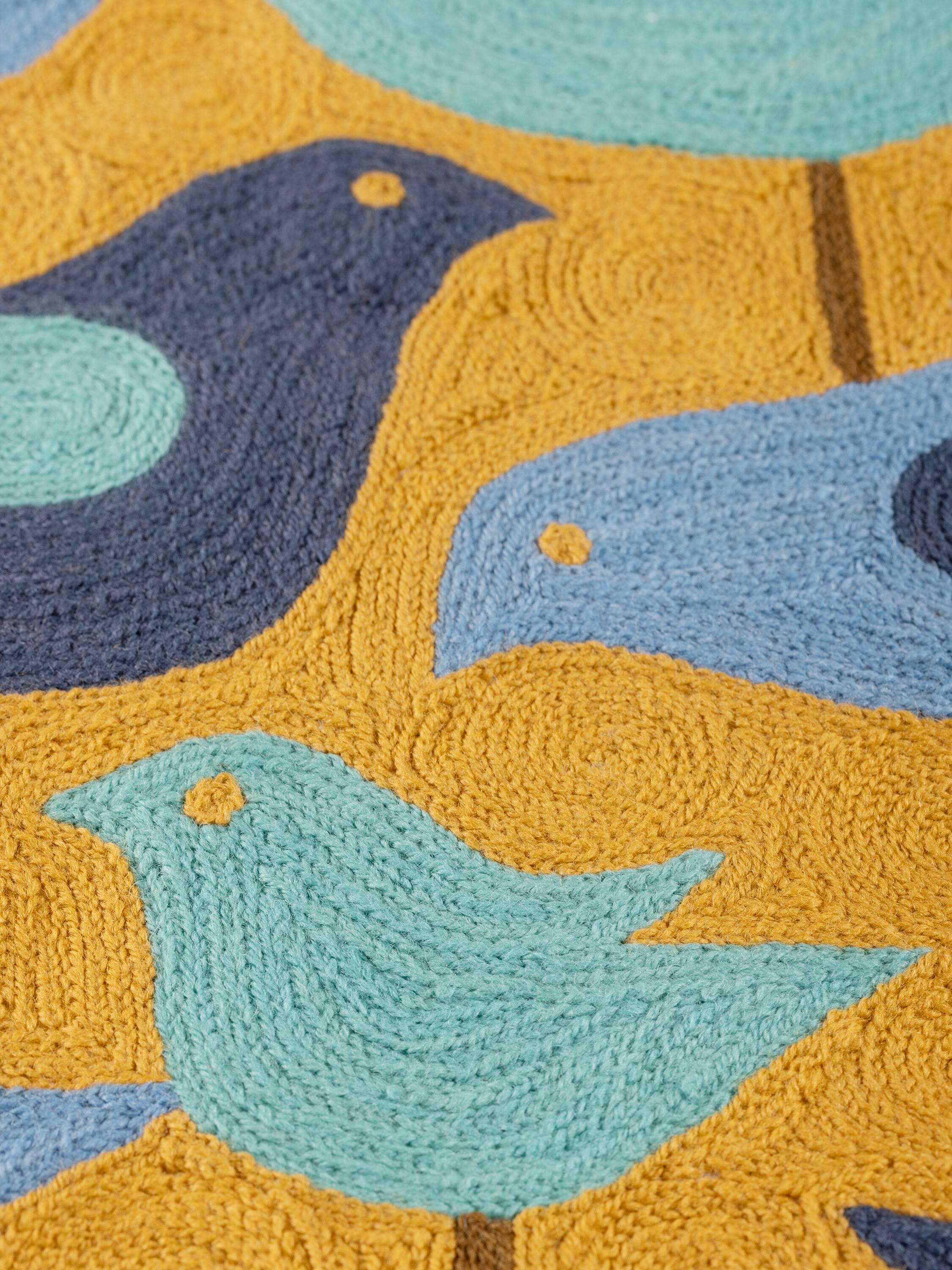 Back. GAURI KOHLI - Aloha Pillow - Shades of blue and mustard.