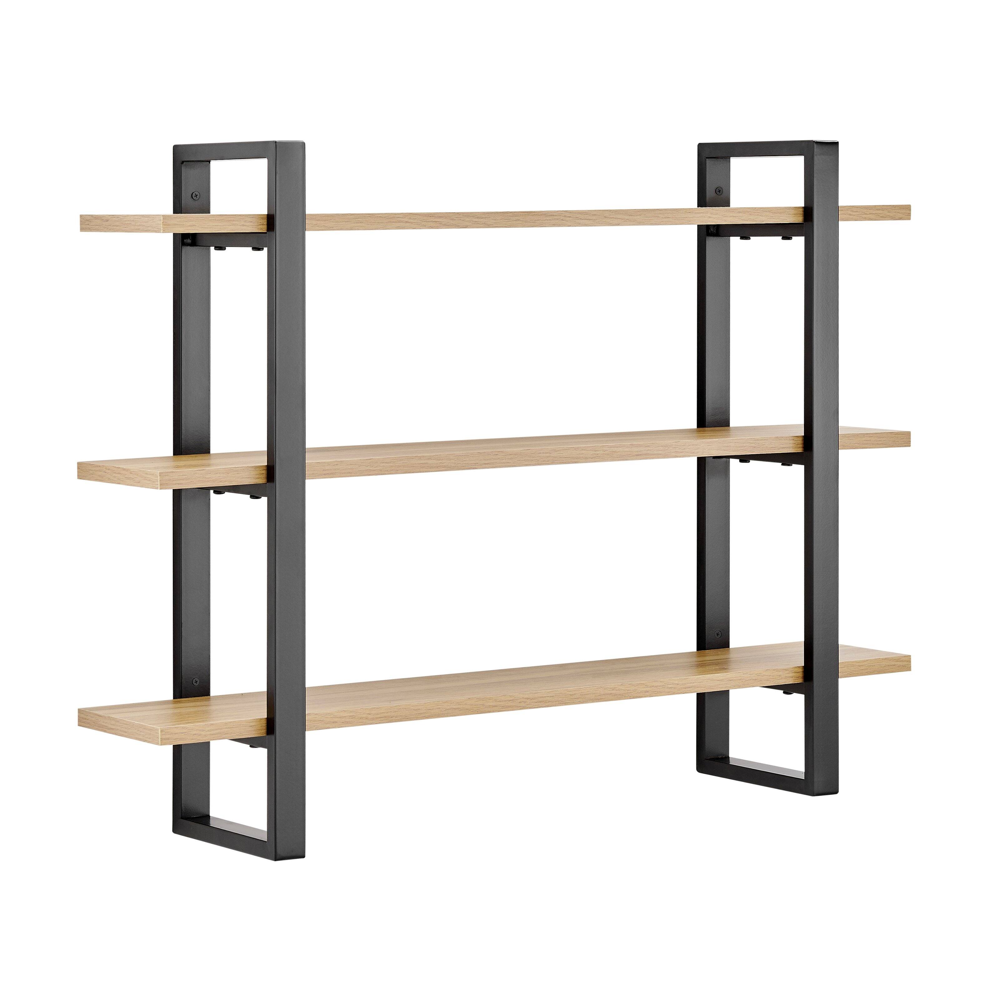 Alt View 5. Danya B - Rio Three Tier Floating Bracket Wall Shelf - Chestnut - Chestnut.