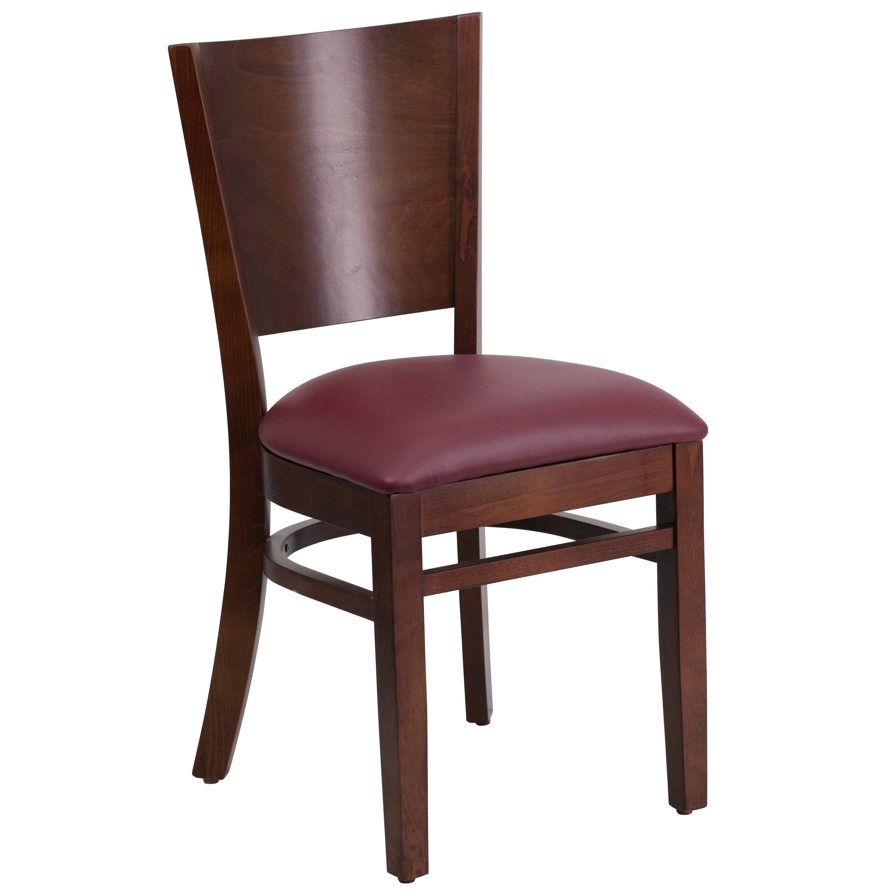 Burgundy Vinyl Seat/Walnut Wood Frame