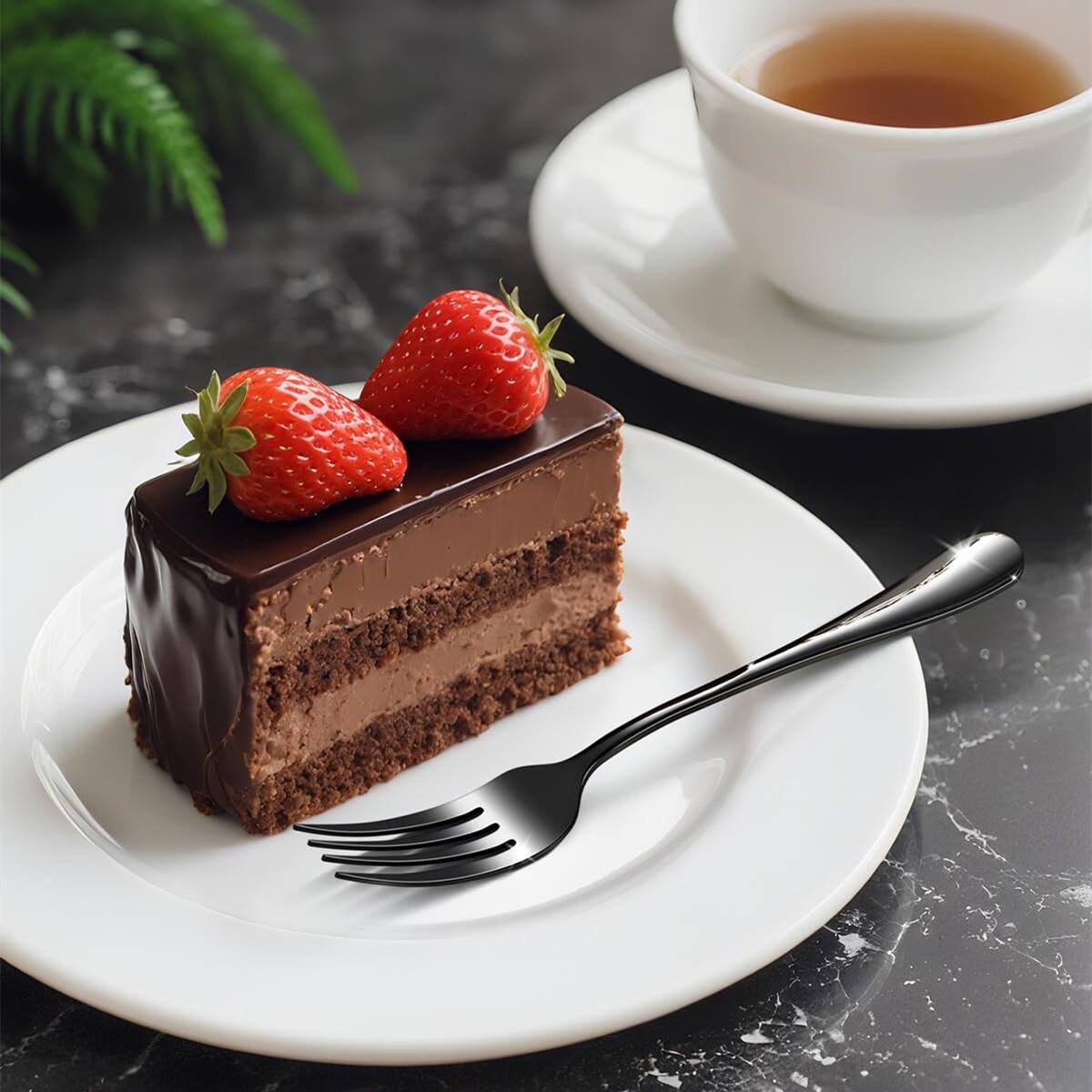 Alt View 1. Dazzed Corner - Silverware Set, 40 Piece Stainless Steel Flatware Set for 8 - Black.