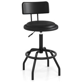 Costway - 360° Swivel Counter Height Barstool with Padded Seat & Back Footrest Metal Frame - Black