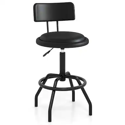 Front. Costway - Costway 360° Swivel Counter Height Barstool with Padded Seat & Back Footrest Metal Frame - Black.