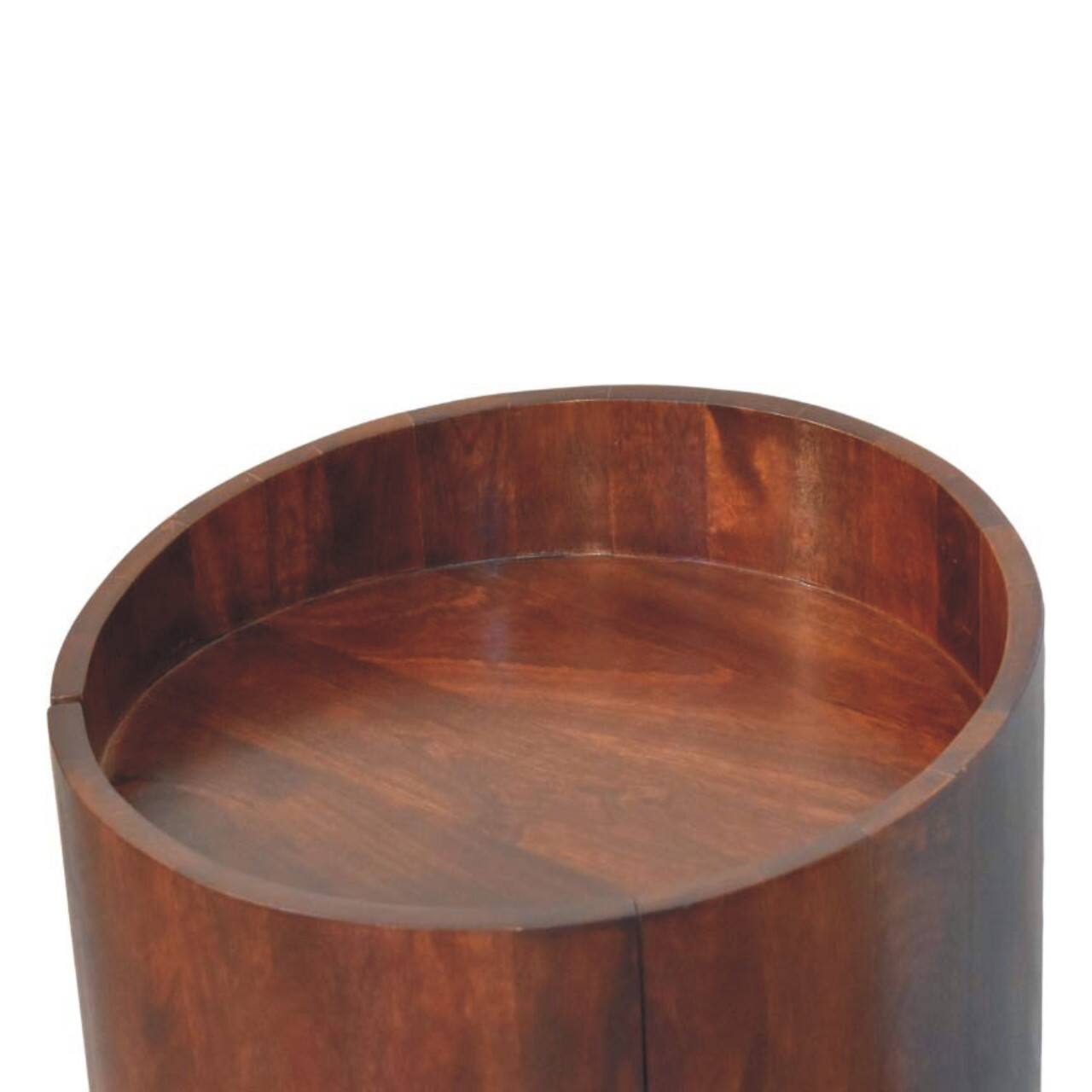Back. Artisan Furniture - Artisan Furniture  Solid wood Winewood Round Side Cabinet, 3 Inside Shelves, Dark Brown - Dark Brown.