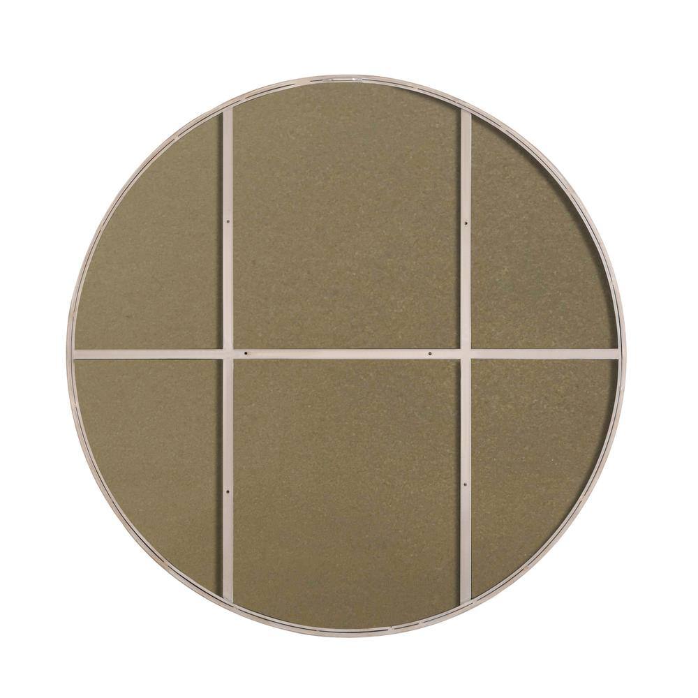 Back. Elegant Decor - Metal frame Round Mirror 42 inch Silver finish - Silver.