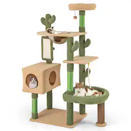 Gymax - 59'' Cactus Cat Tree for Indoor Cats w/ Sisal Scratching Posts & Board Condo - GYM14852