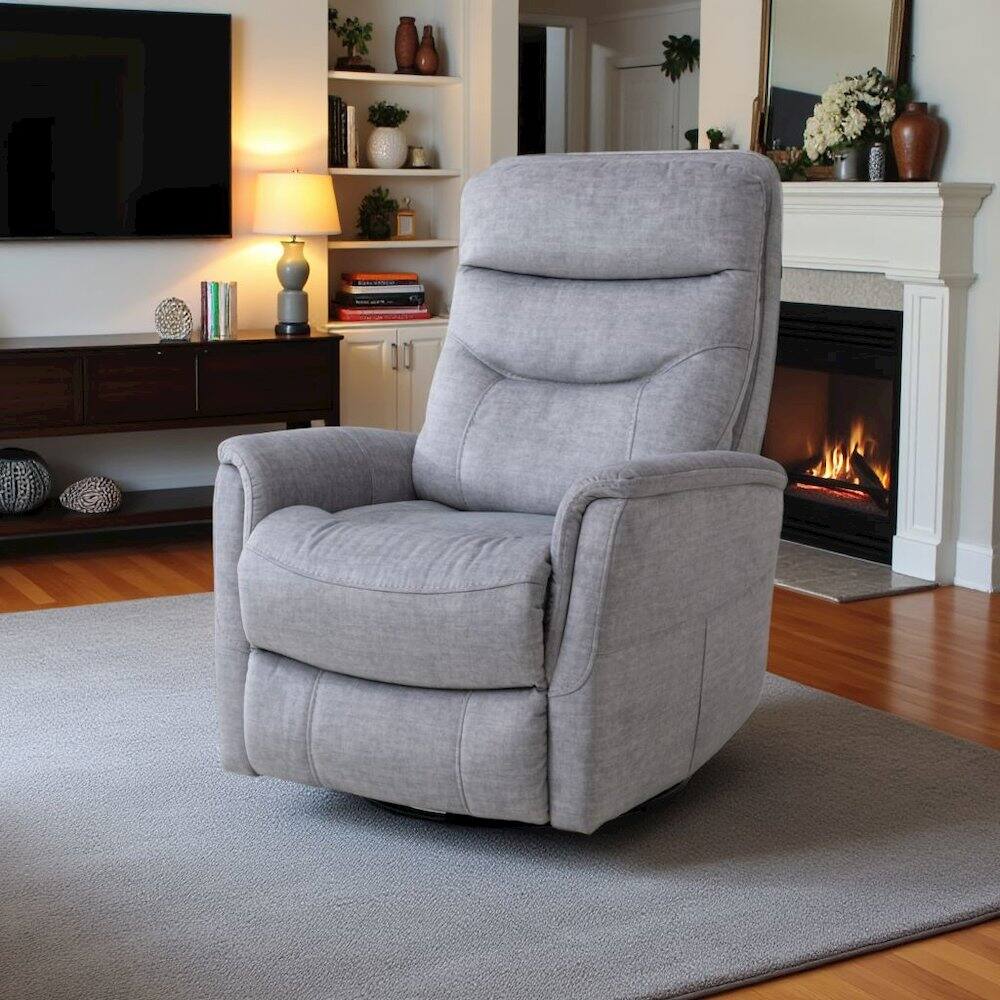 Back. Starlight Canyon Home - Capri Silver Recliner Nursery Glider – Elegant Boucle Chairs for Comfort - Grey.