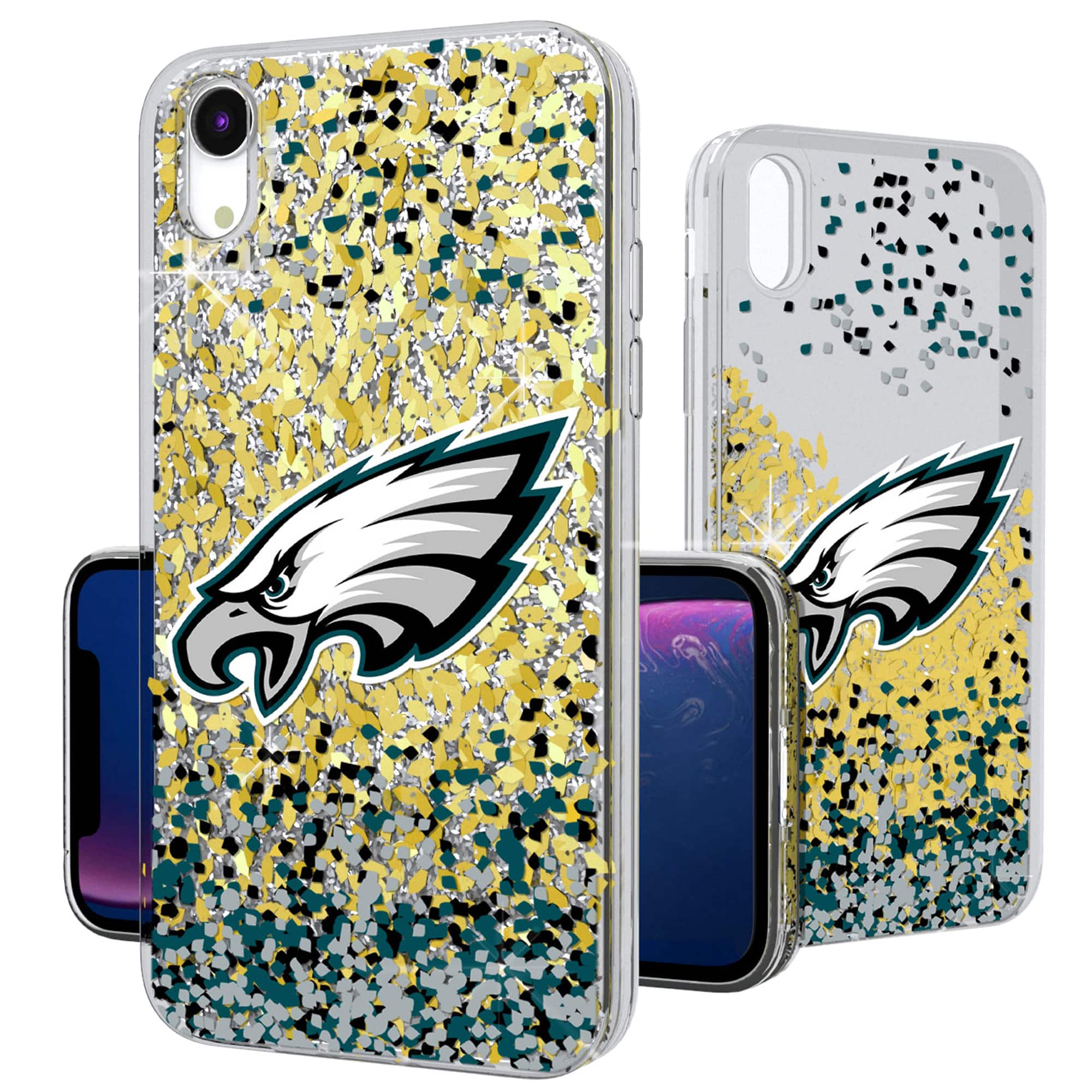 Keyscaper - NFL - Philadelphia Eagles iPhone Glitter Case with Confetti Design - 16 Pro Max - Multicolor