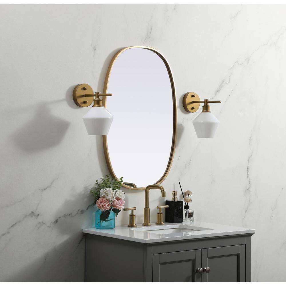 Alt View 9. Elegant Decor - Metal Frame Oval Mirror 20x30 Inch in Brass - Brass.