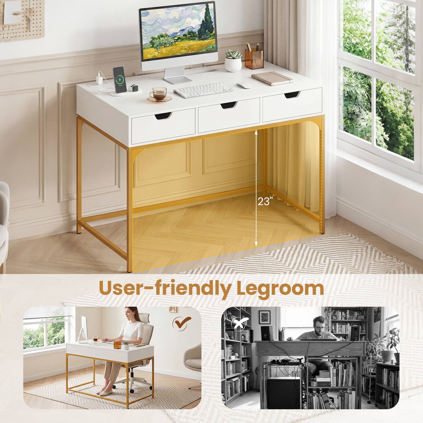 23" User-friendly Legroom