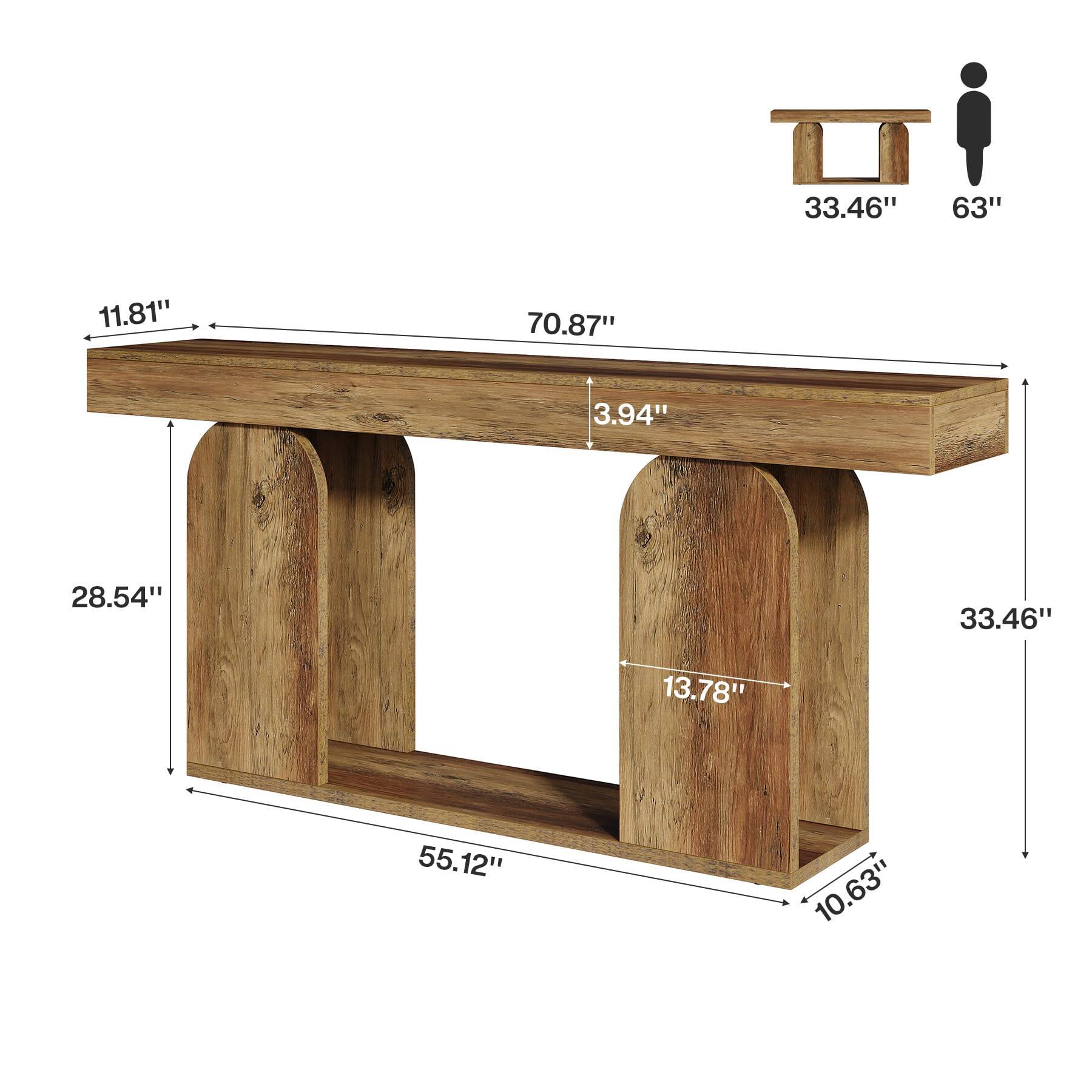 Tribesigns 70.9 Inch Extra Long Farmhouse Console Table, 2 Tier Wooden ...