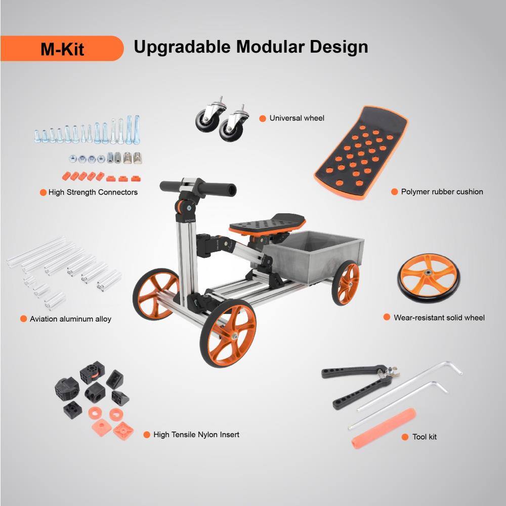 M-Kit  
Upgradable Modular Design

- High Strength Connectors
- Aviation aluminum alloy
- High Tensile Nylon Insert
- Universal wheel
- Polymer rubber cushion
- Wear-resistant solid wheel
- Tool kit