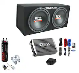 MTX - TNE212D 12" 1200W Dual Loaded Subwoofer Box + 1500W Amplifier + Capacitor - Black