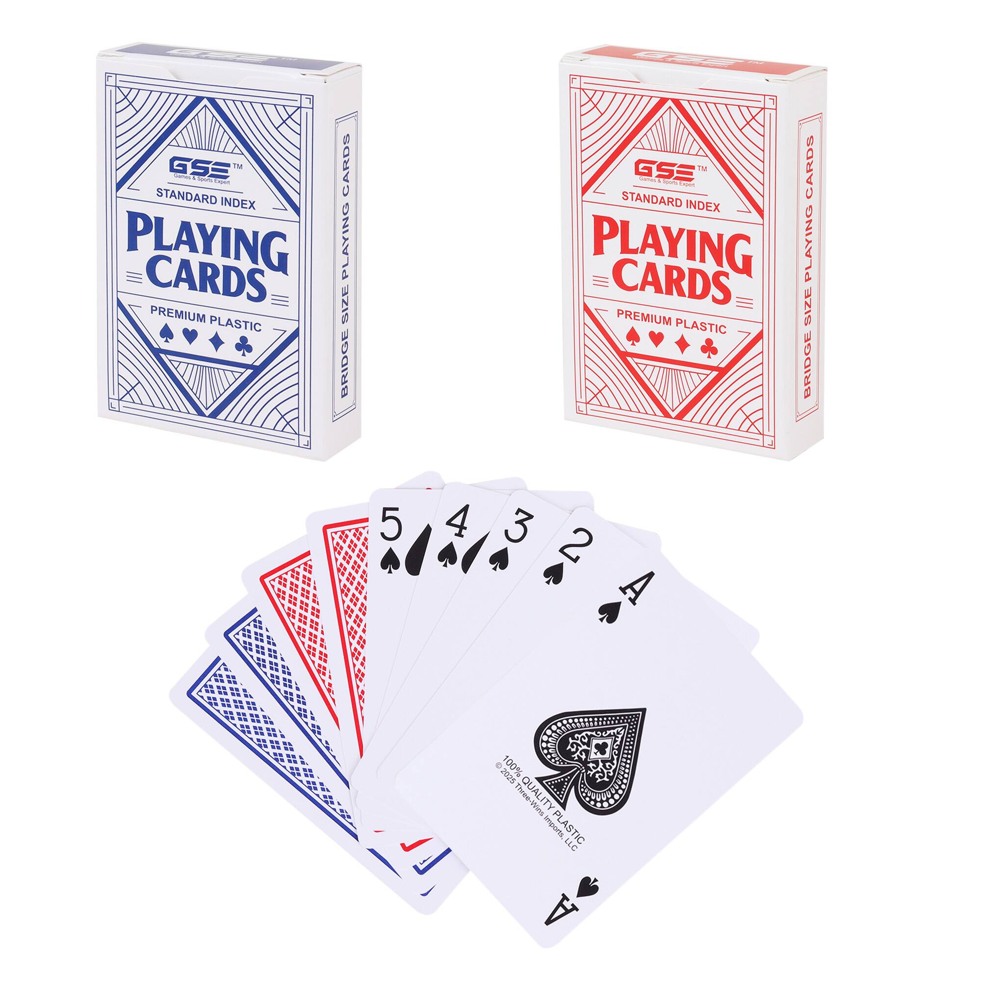 GSE Games & Sports Expert - 2-Deck 100% Waterproof Plastic Playing Cards, Standard Index Bridge Size Cards Deck