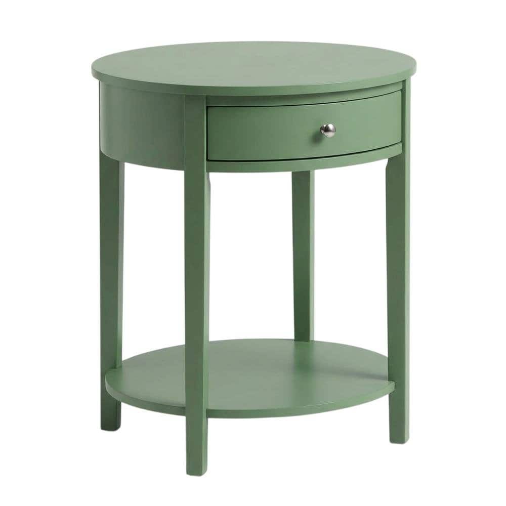 FurniFact - Nightstand with Wooden Drawer and Sturdy Construction - Clover Green