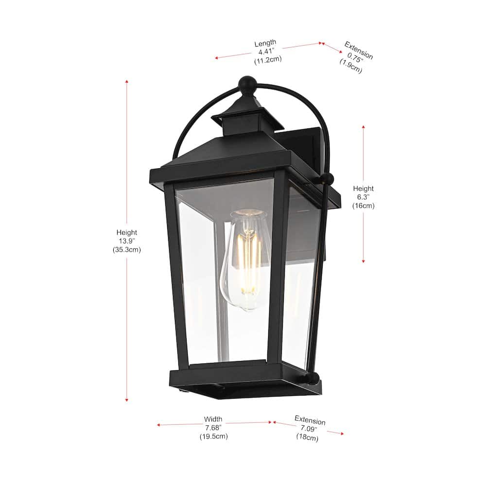 Elegant Lighting - Luz 14 inch Outdoor Wall sconce in Black - Black And Clear price history on PriceWatchPro