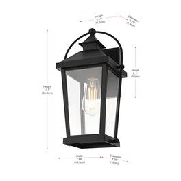 Elegant Lighting - Luz 14 inch Outdoor Wall sconce in Black - Black And Clear
