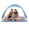 Front. VEVOR - Beach Tent Sun Shelter for 3 Person, UPF 50+ Protection, Portable Sun Shade Canopy with Carrying Bag & Ground Stakes - Blue + Grey.