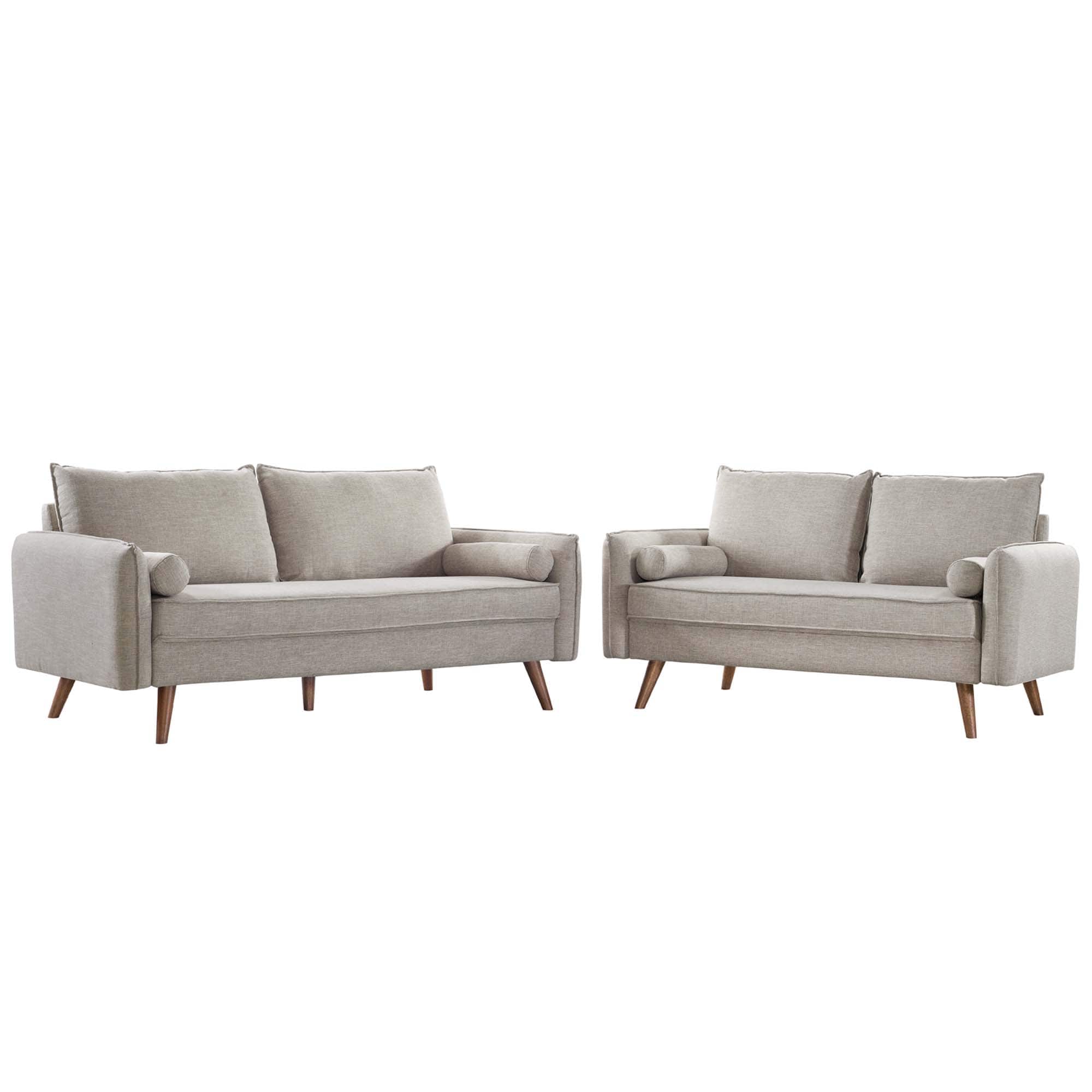 Revive Upholstered Fabric Sofa and Loveseat Set by Modway - Oatmeal
