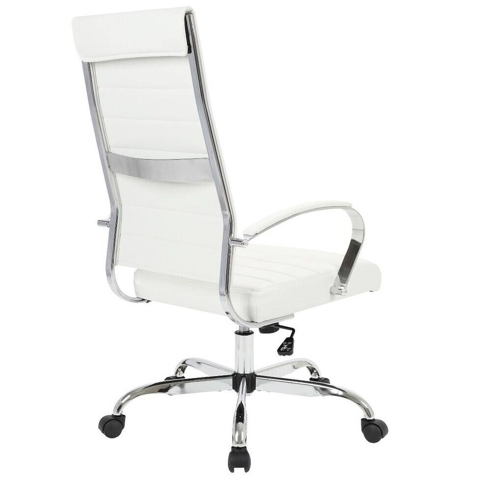 Alt View 4. LeisureMod - Set of 2 Benmar High Back Ergonomic Leather Upholstered Office Chair with Adjustable Height and Padded Armrests - White.