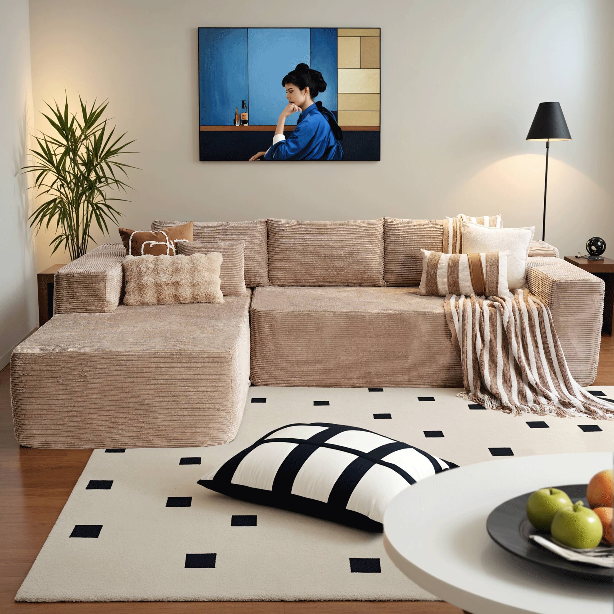 "Ovios - 104"" Modular Sectional Sofa with Chaise, Modern L Shaped Couch for Living Room - Camel(Corduroy, Left Facing)" price history on PriceWatchPro