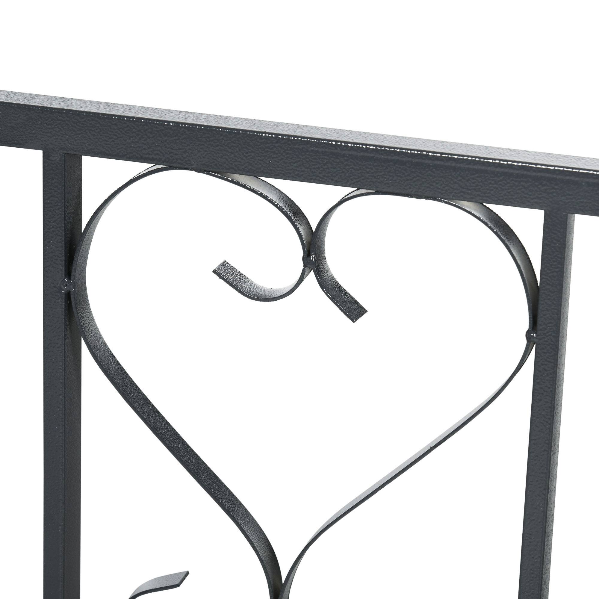 Alt View 8. Outsunny - 81" Metal Garden Arbor with Double Doors, Locking Gate, Climbing Vine Frame with Heart Motifs, Arch for Wedding - Black.