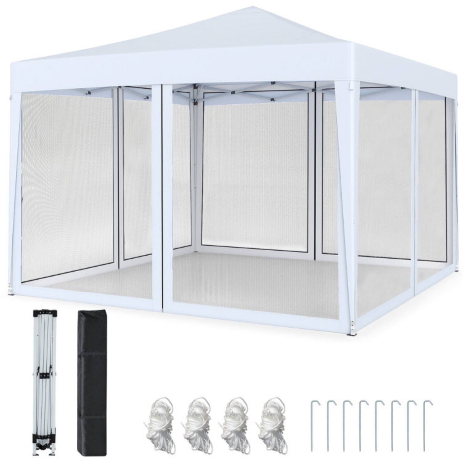 Alt View 5. Mondawe - 10 x 10 FT Pop-Up Canopy Tent with 4 Mesh Netting Walls and Carry Bag - White.