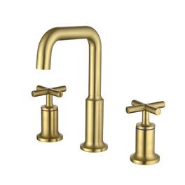 Brass 8 Inch Widespread Double Handle Bathroom Faucet with Water Supply Hoses and Quick Connected Hose