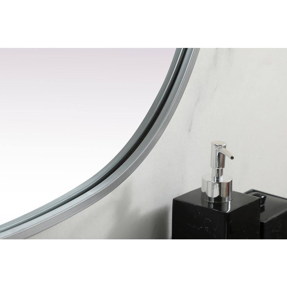 Alt View 2. Elegant Decor - Metal Frame Oval Mirror 27x40 Inch in Silver - Silver.