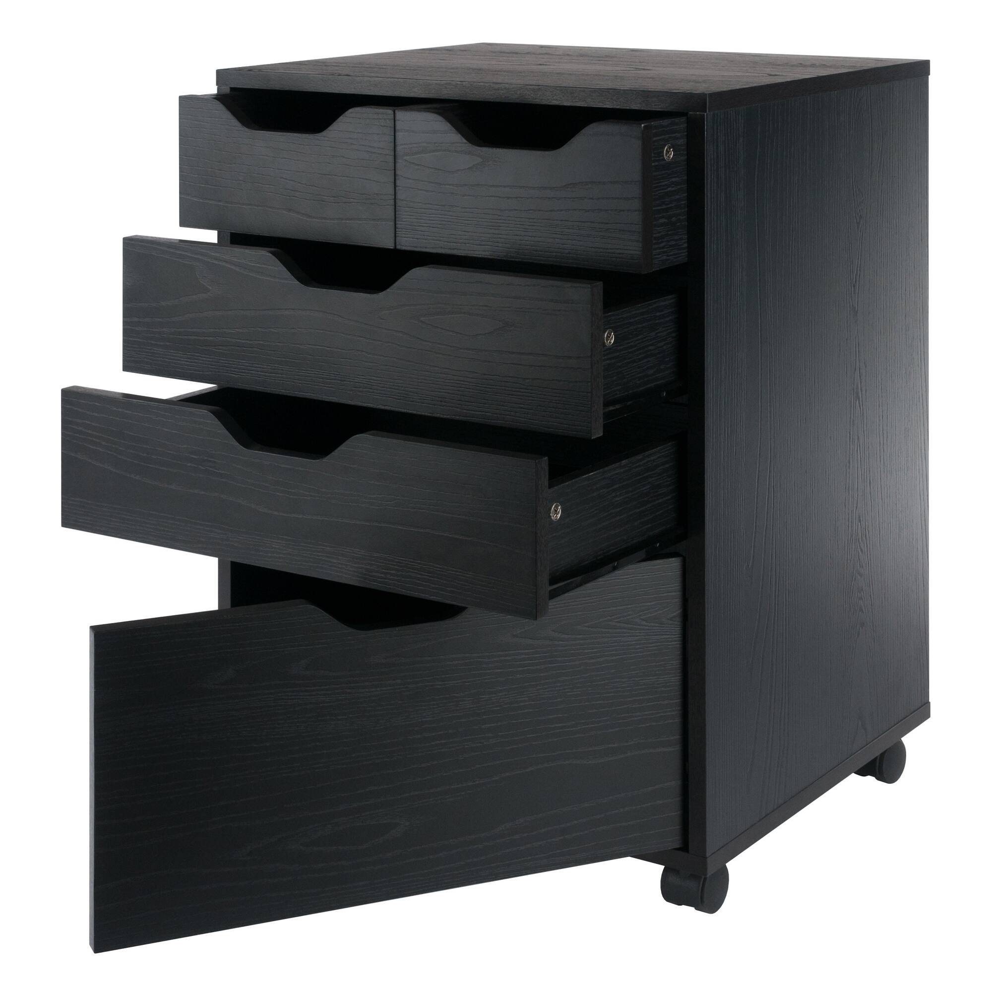 Alt View 1. Winsome Wood - Halifax Bins & Drawers Storage Mobile Cabinet - Black.