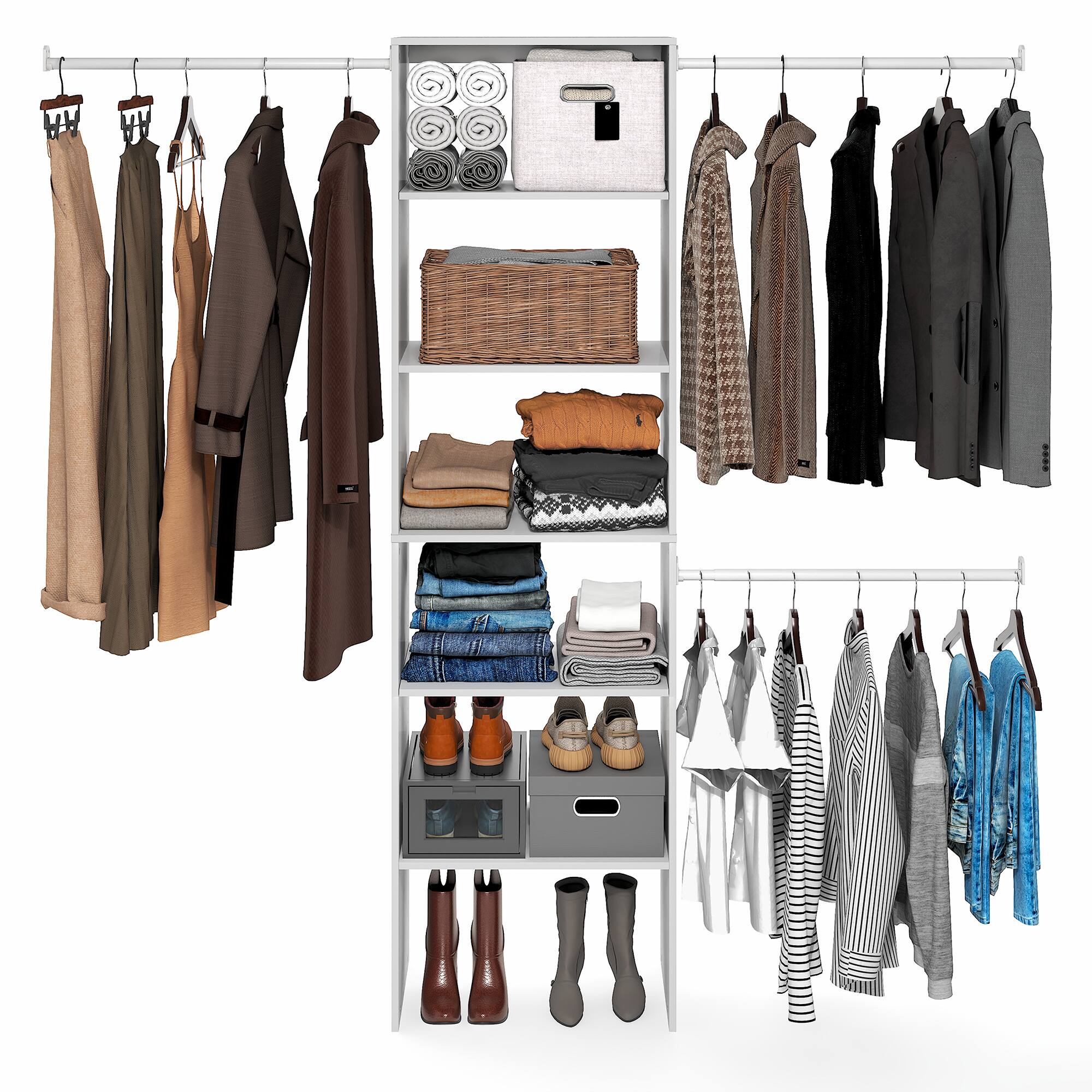 Alt View 3. Furinno - FANO Closet Organizers and Storage, 5-Tier Closet Storage Organizer with Adjustable Shelves, 14.8 x 23.6 x 82.1 - White.