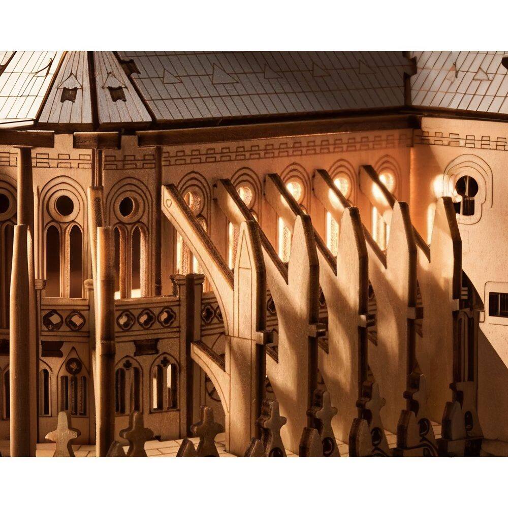 Left. 3D Puzzle - DIY 3D Wood Puzzle: Paris Cathedral 330 pieces.