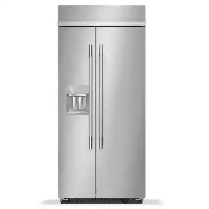 Front. KitchenAid - 20.8 Cu. Ft. Built-In Side-by-Side Refrigerator with Exterior Water and Ice Dispenser - Stainless Steel with PrintShield Finish.