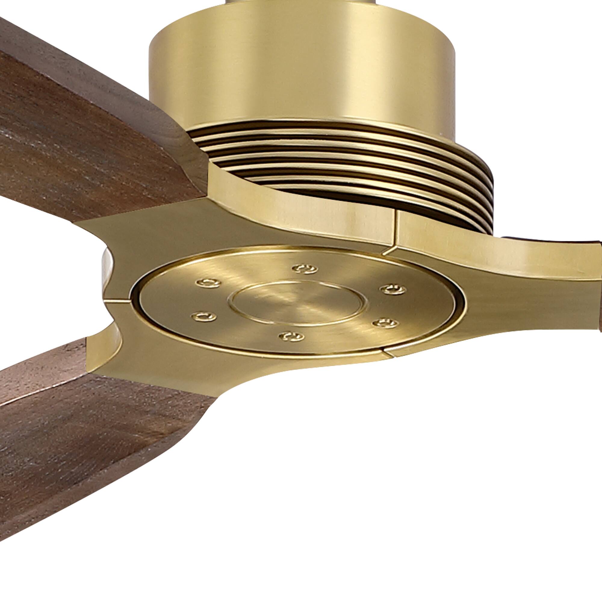 Alt View 8. Parrot Uncle - 84" Rustic Solid Wood Large HVLS Ceiling Fan with Remote, No Light - Brass.