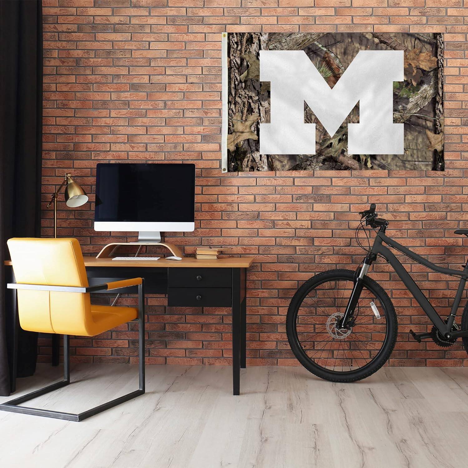 Alt View 1. Rico Industries - Michigan Wolverines Bold Mossy Oak Camo Design 3x5 Indoor/Outdoor Banner Flag - Multi.