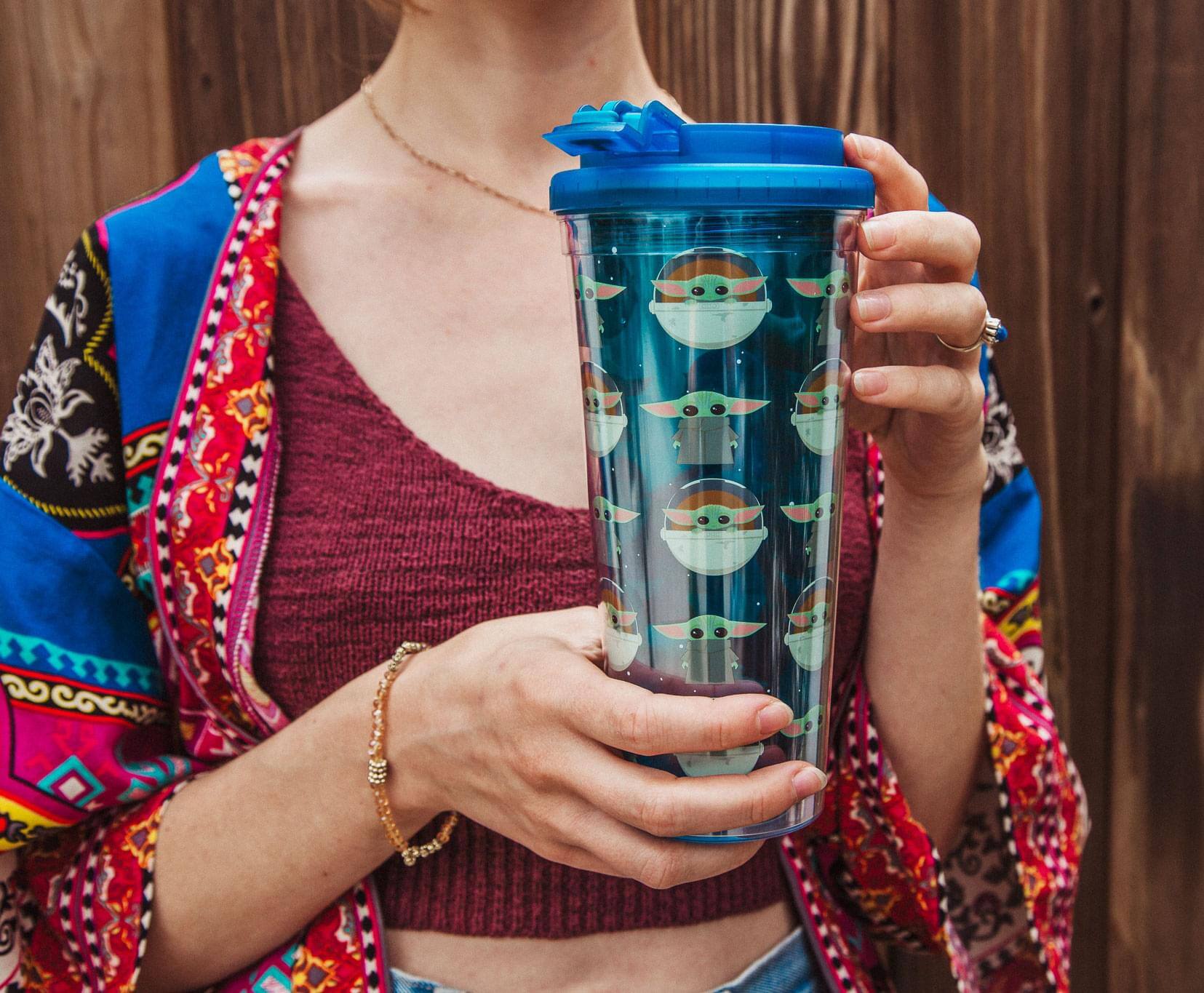 Alt View 10. Silver Buffalo - Star Wars: The Mandalorian Grogu Plastic Travel Tumbler | Holds 24 Ounces - Blue.