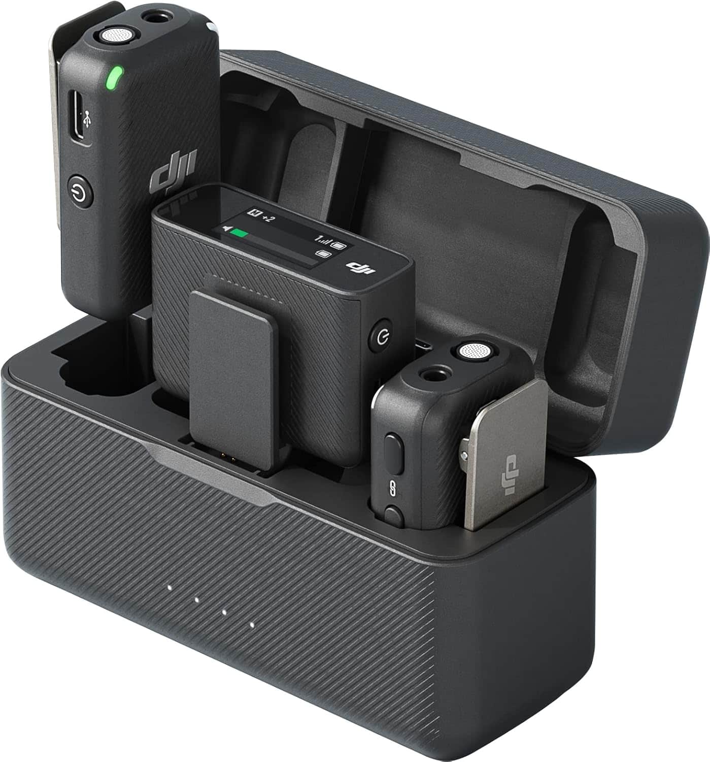 DJI - Mic (2 TX + 1 RX + Charging Case), Wireless Lavalier Microphone 250m (820 ft.) Range 15-Hour Battery, Noise Cancellation