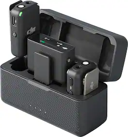 DJI - Mic (2 TX + 1 RX + Charging Case), Wireless Lavalier Microphone 250m (820 ft.) Range 15-Hour Battery, Noise Cancellation