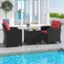 Alt View 4. Costway - 3 PCS Patio Furniture Set with Tempered Glass Coffee Table Washable Cushions - Red,Black.