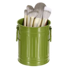 Unique Bargains - Metal Makeup Brush Holder Organizer with Handle, 3.5x4.5 inch Round Pen Holder Small Desktop Organizer - Green