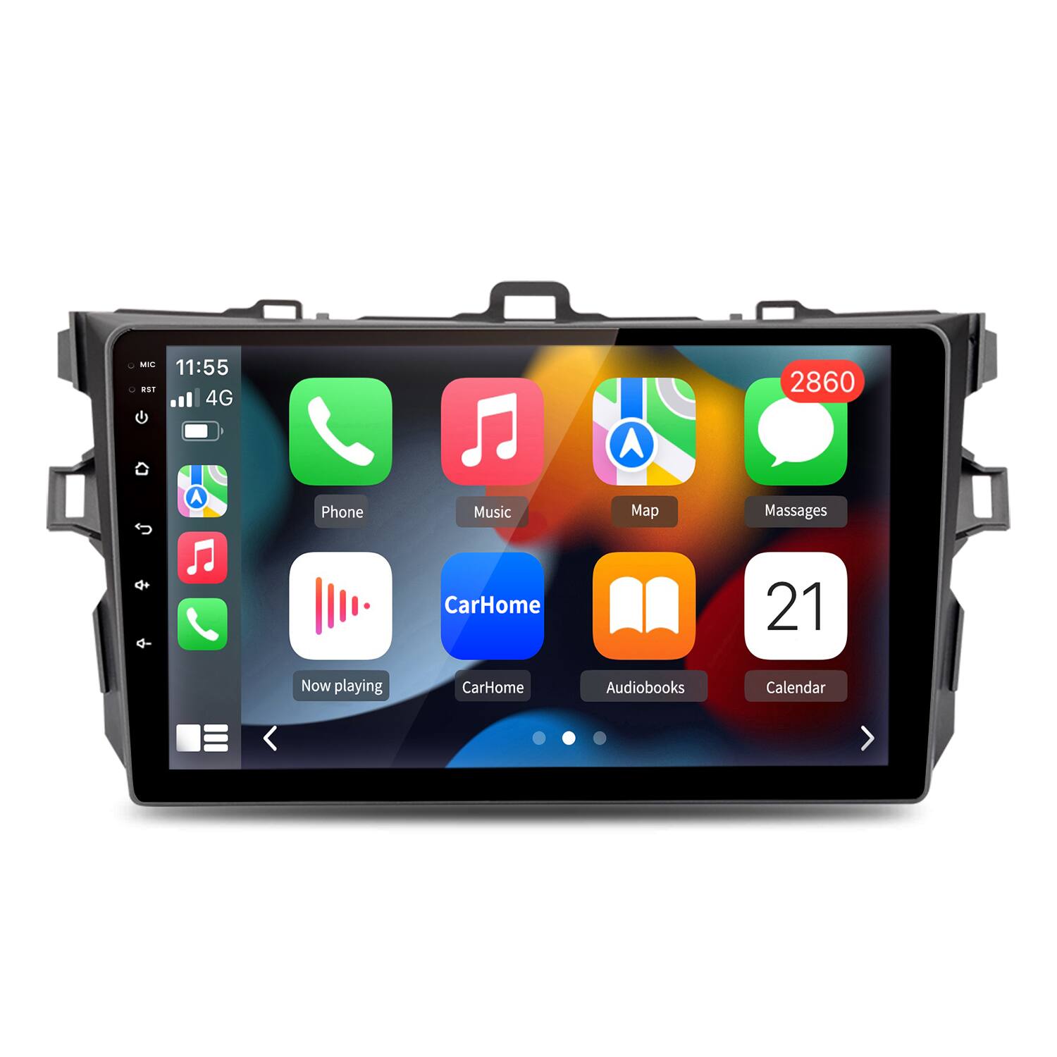 Junsun - For Toyota Corolla 2006-2013 9" 4+64GB Android 15 8 Core carplay Car Stereo Radio GPS Navi SWC WIFI RDS FM Bluetooth - Black