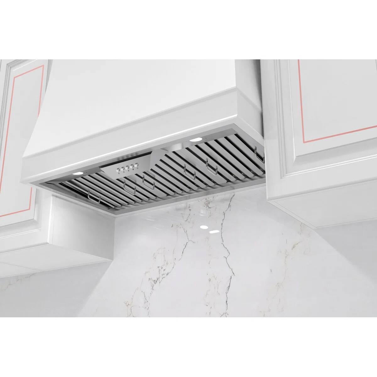 Angle. Winflo - Winflo 36 inch Ducted 500-CFM Stainless Steel Insert Under Cabinet Range Hood - Stainless Steel.