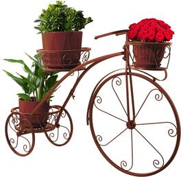 Sorbus - Tricycle Plant Stand - Flower Pot Cart Holder Ideal for Home, Garden, Patio, Gift for Plant Lovers, Housewarming - Brone