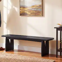 Ropilly - Modern Dining Bench Long Entryway Bench Acacia Legs High Capacity for Kitchen Living Room - Black