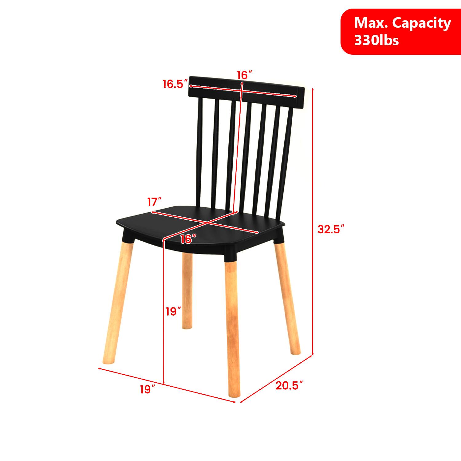Max. Capacity 330lbs  
16.5"  
16"  
17"  
16"  
32.5"  
19"  
19"  
20.5"