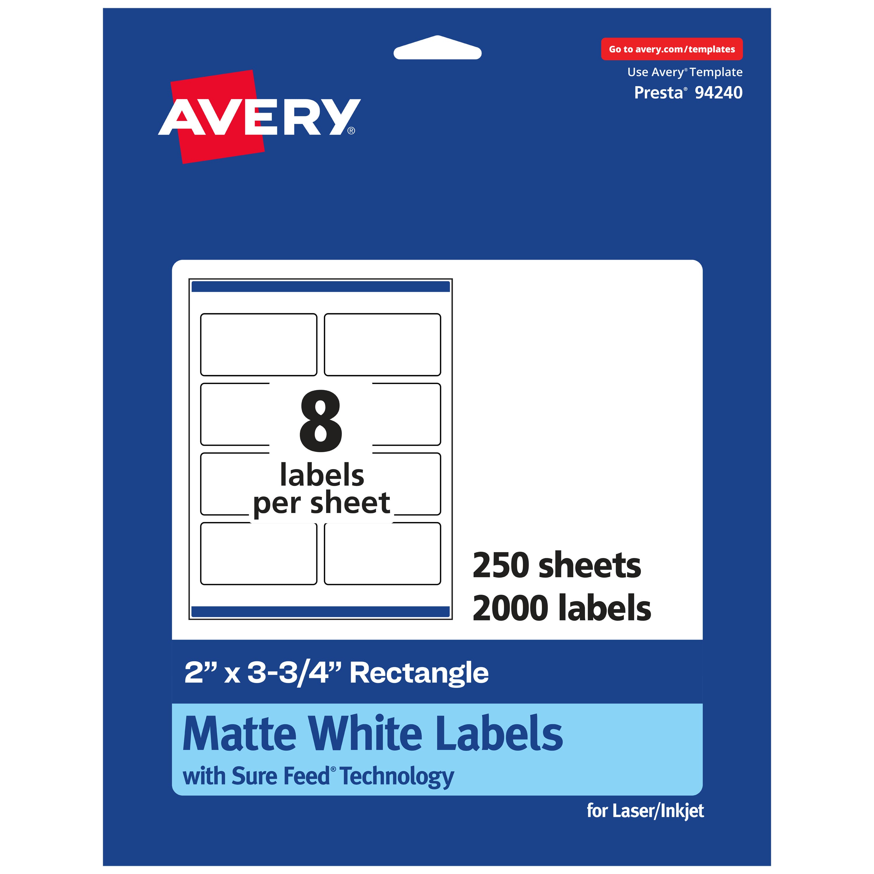 "Avery - Matte Rectangle Labels, 2"" x 3.75"", 2,000 Labels - White" price history on PriceWatchPro