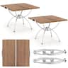 Costway - 2 Pack Folding Camping Table with Wood-grain Tabletop Aluminum Frame Carrying Bag Patented - Natural,Silver