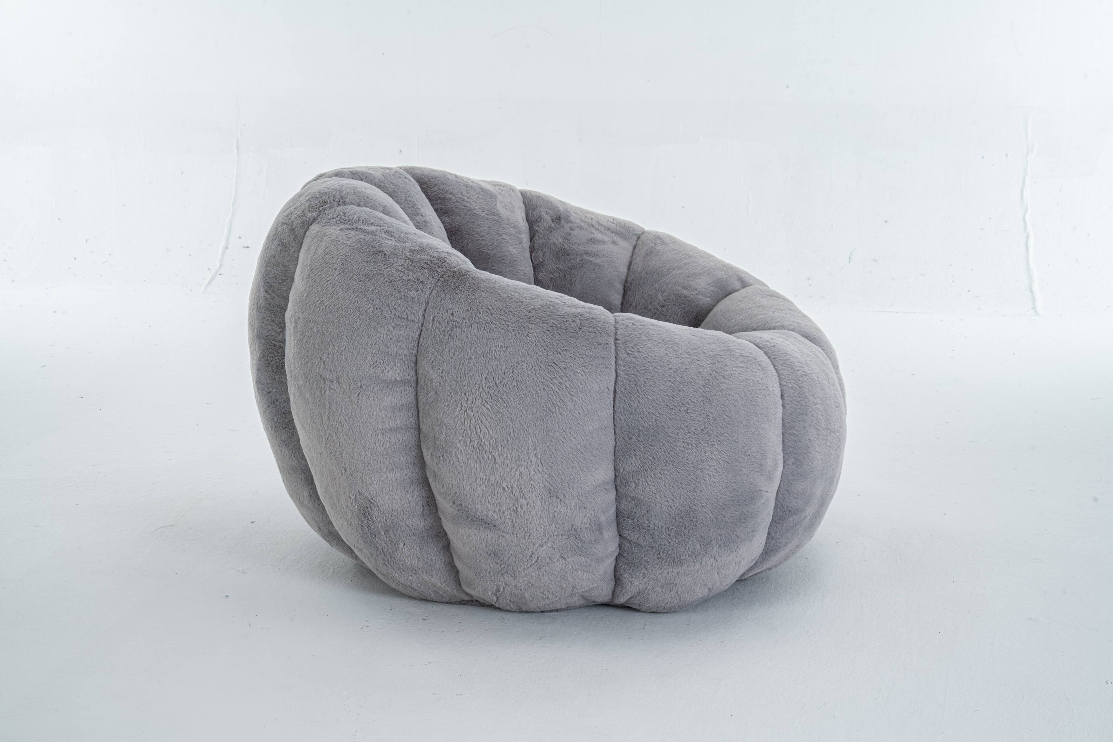 Alt View 1. LOVMOR - Large Faux Fur Bean Bag Chairs For Living Room Bedroom Reading Plush Cozy Ultra Relaxing Indoor Lounge Seating - Gray.