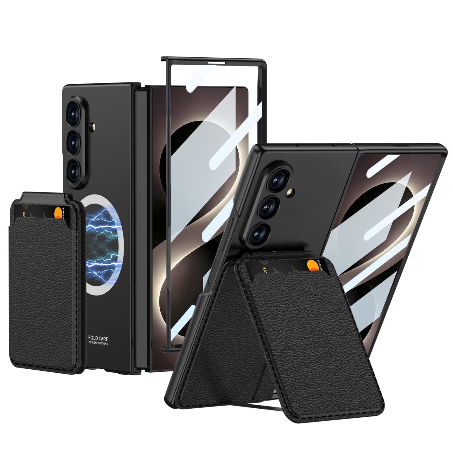 Dteck - Magnetic Case for Samsung Galaxy Z Fold8 Ultra with Card Holder Kickstand Built-in Tempered Glass Matte Shockproof Cover - Black price history on PriceWatchPro