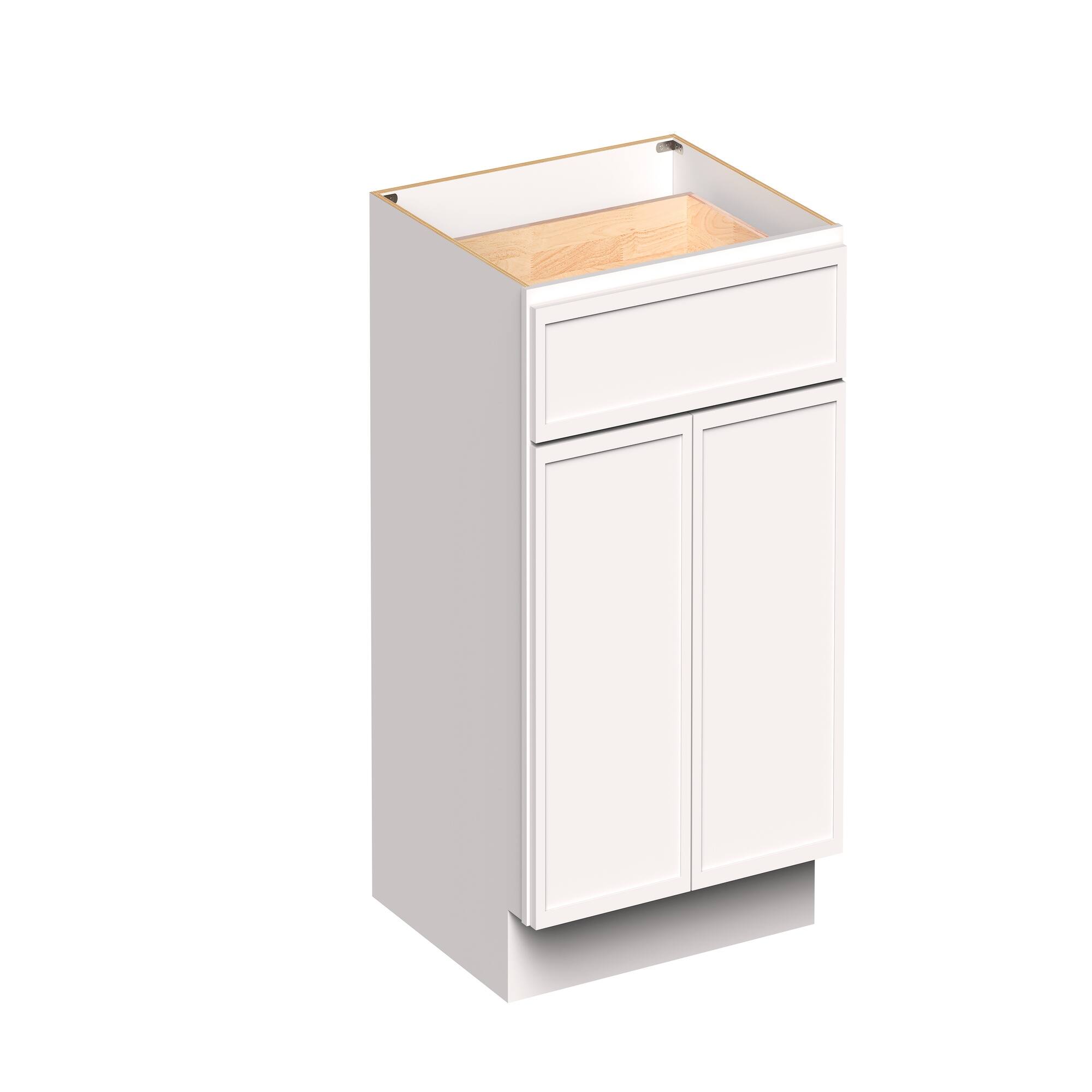 Angle. Boyel Living - 27-in W x 34.5-in H x 24-in D Slim Shaker RTA Kitchen Base Cabinet with Soft-Close - Snow White.