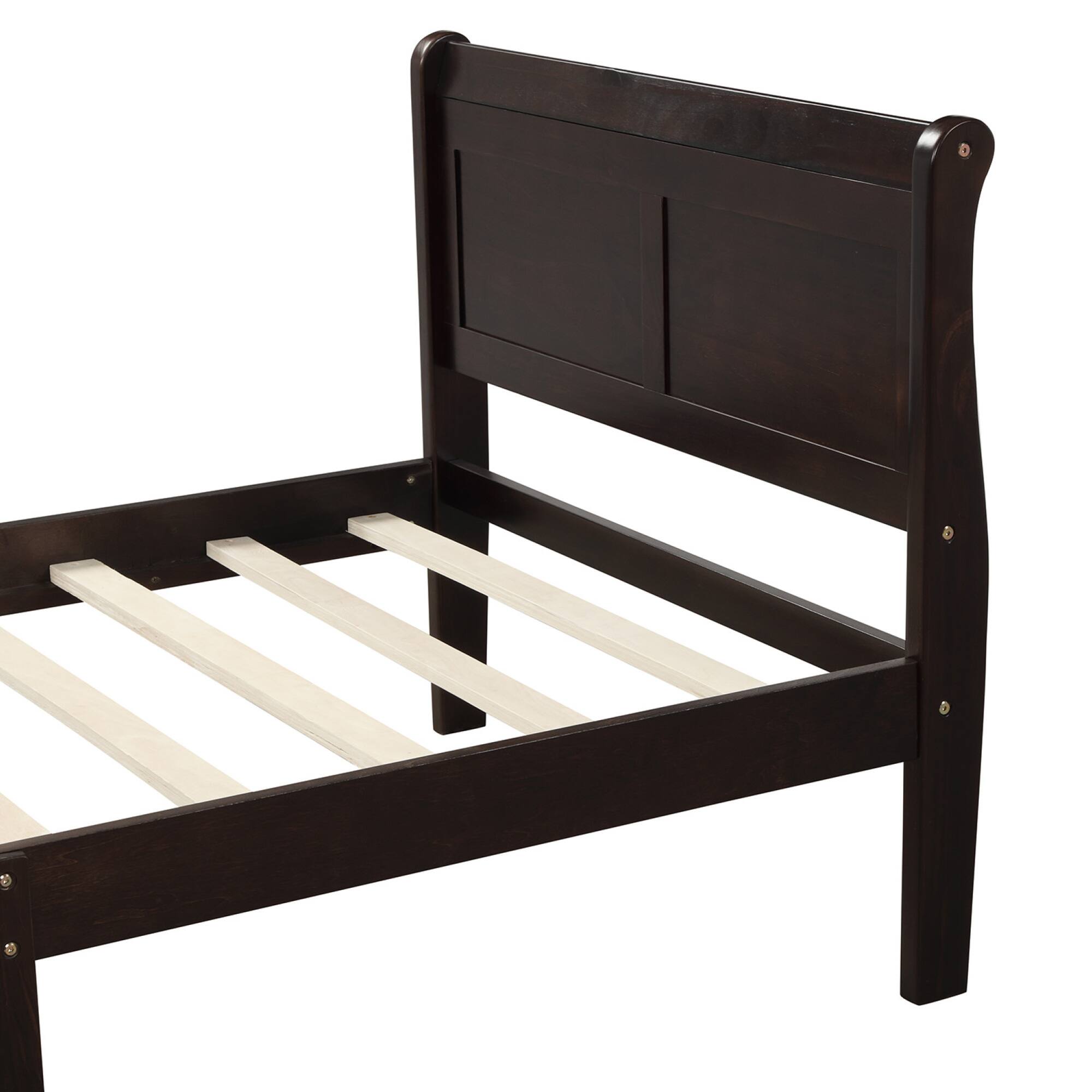 Alt View 9. GOODSILO - Solid Wood Twin Platform Bed Frame with Headboard and Footboard for Modern Bedroom Decor - Espresso.
